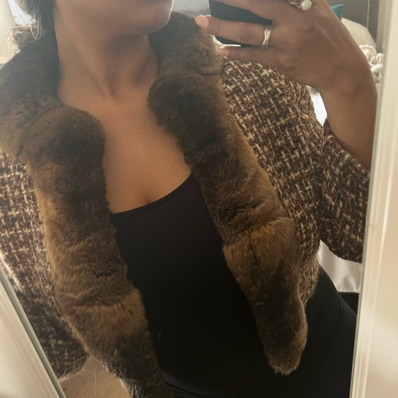 Vintage Cynthia Rose tweeted blazer jacket with mink fur trim. - Picture 8 of 10